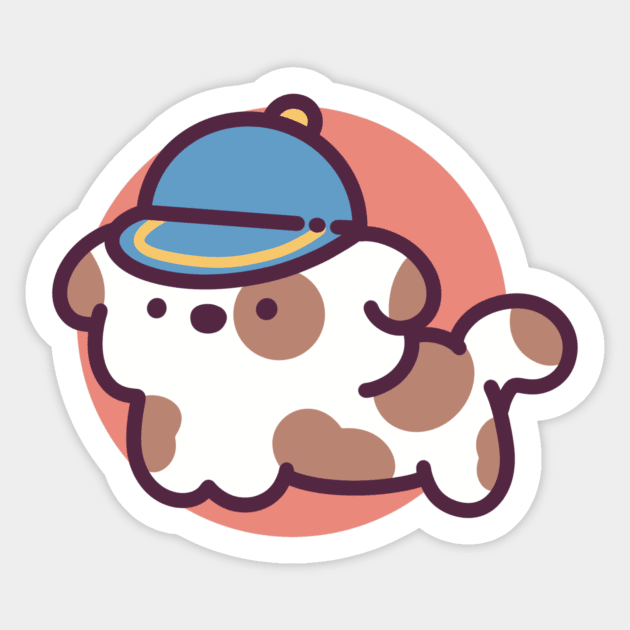 Happy Dog with A Cap Sticker by Meil Can